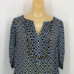 41 Hawthorn three quarter sleeve geo pattern